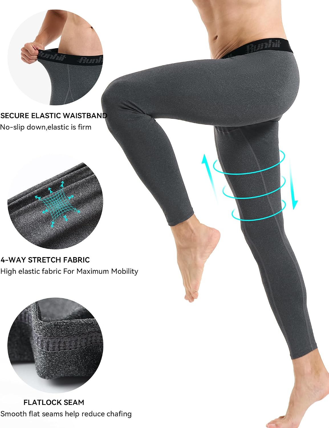 Detalle 1 de Runhit Men’s Compression Pants running tights