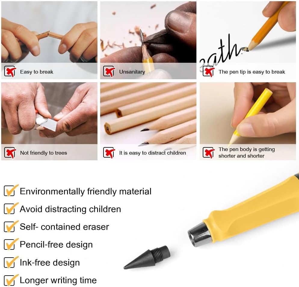Detalle 2 de OFFCUP Crayon Sans Encre réutilisable – lot de 5 stylo “lien écriture” avec recharges, gommes et pointes