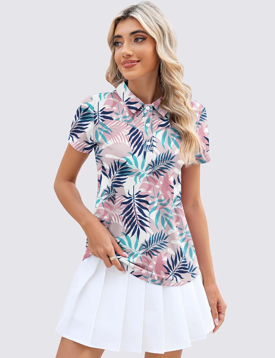 Detalle de IECCP Women’s Golf Polo Shirts – short-sleeve cotton blend, moisture-wicking summer polo top