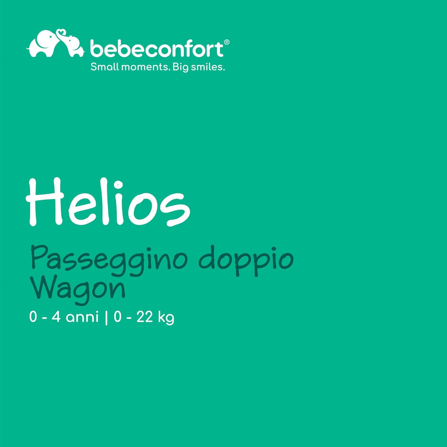Detalle de Bebeconfort Helios: Passeggino gemellare dalla nascita, 0-4 anni, sedute fronte‑a‑fronte e ruote all‑terrain