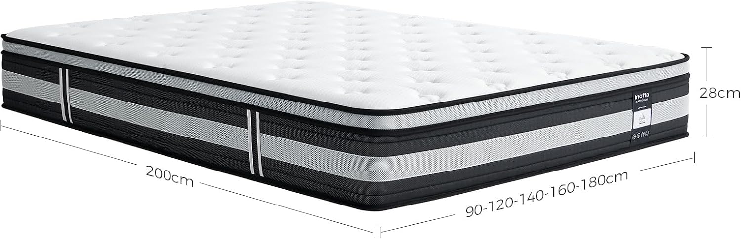 Detalle de Inofia Matelas NidFrais 140x190 cm — ressorts ensachés, 7 zones, coton biologique et certification Oeko-Tex