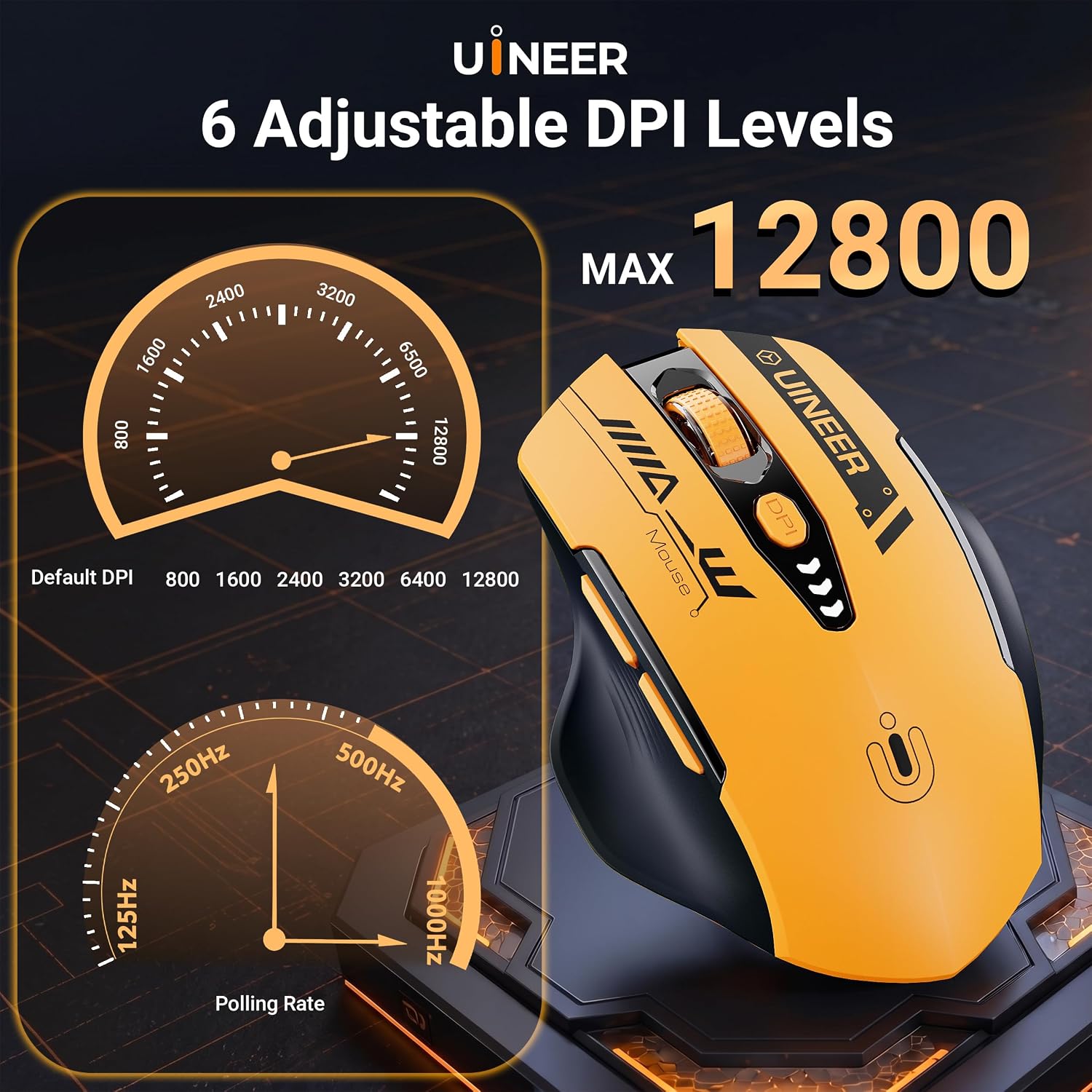 Detalle de Uineer Wireless Mouse 12,800 DPI