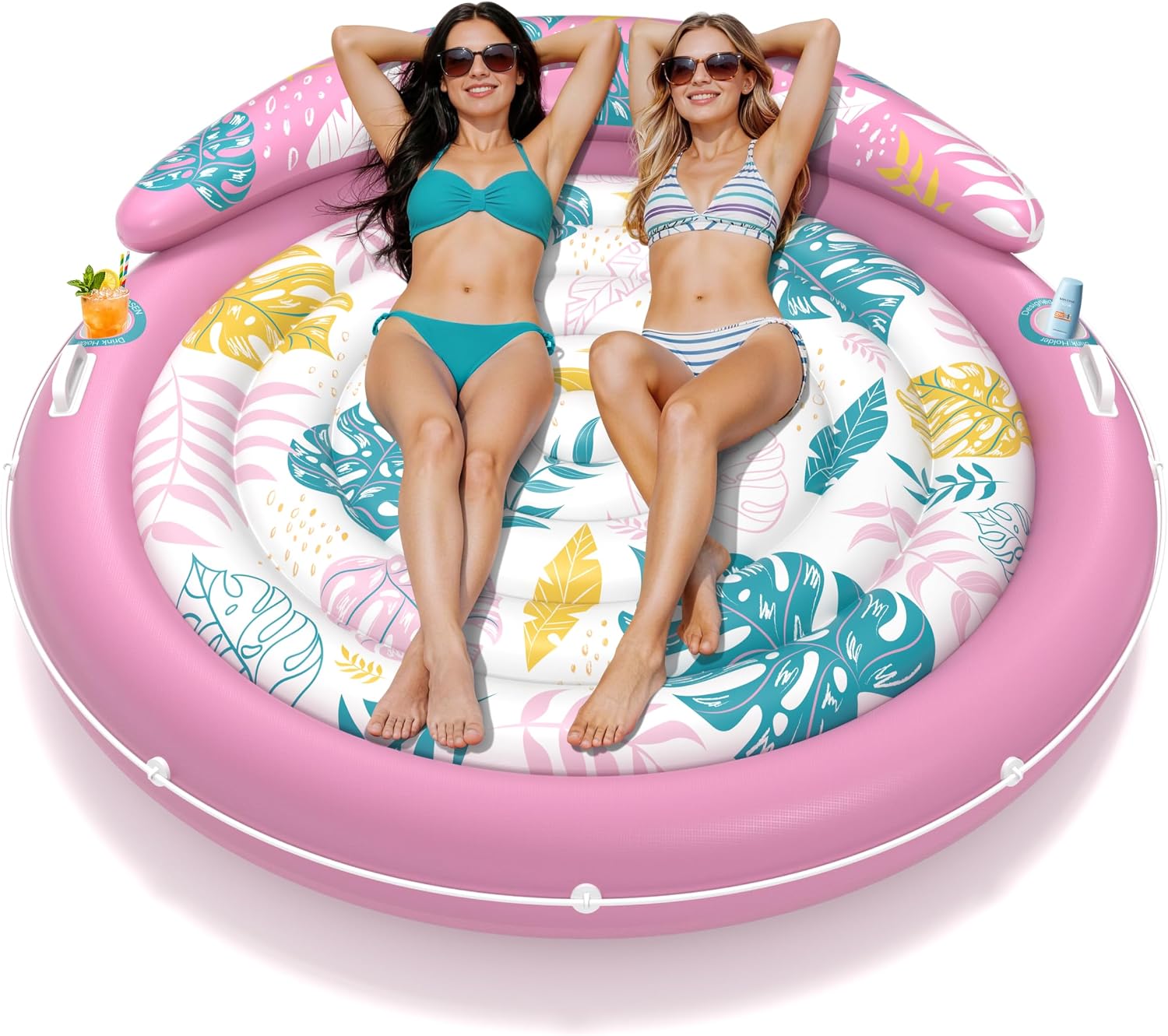Detalle de JOSEN Pool Floats Adult: Extra Large Inflatable Tanning Lounger with Cup Holders