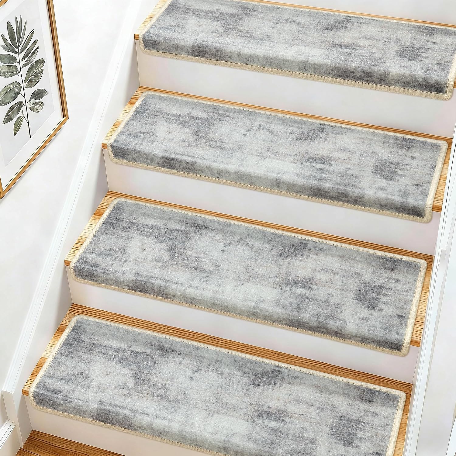 Detalle de TANVILL Bullnose Stair Treads for Wooden Stairs, Non-Slip, 9.5 x 30, 14-Pack