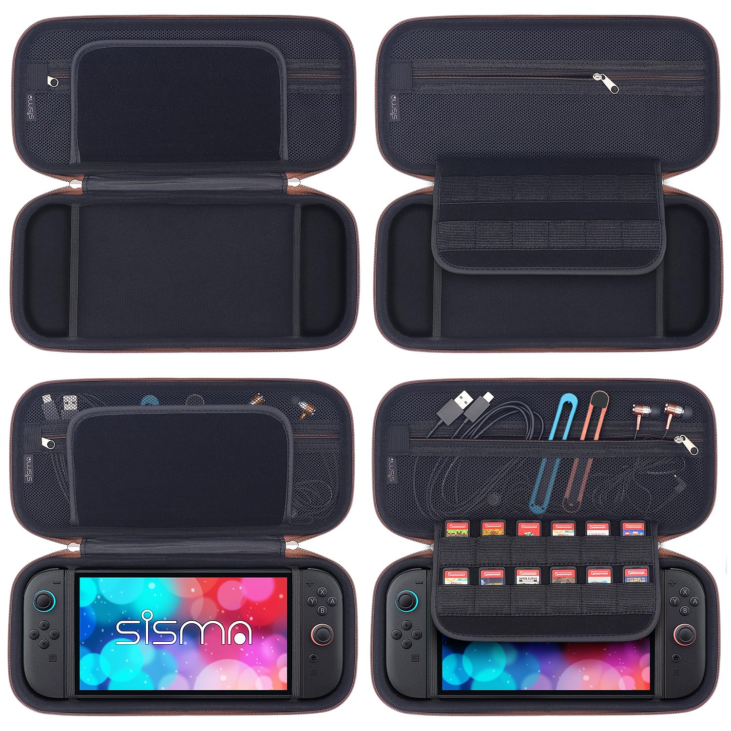 Detalle 2 de sisma Slim Carrying Case for Nintendo Switch 2 — Hard Shell Travel Protective Case with Storage & 12 Game Card Holders