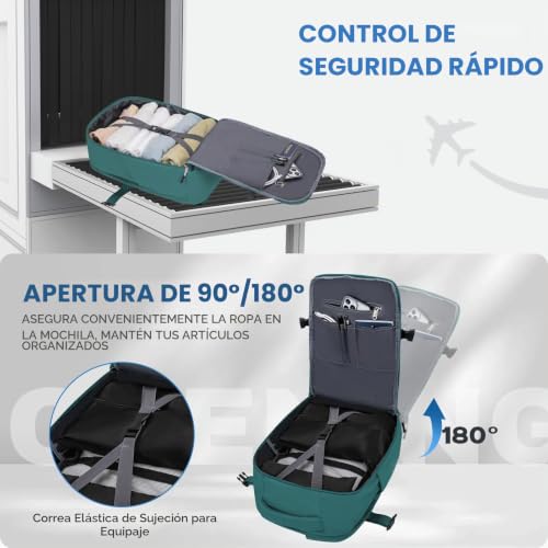 Detalle de Xkdoai Mochila de viaje 20 L, 40 × 27 × 20 cm, antirrobo y para portátil de 14 pulgadas