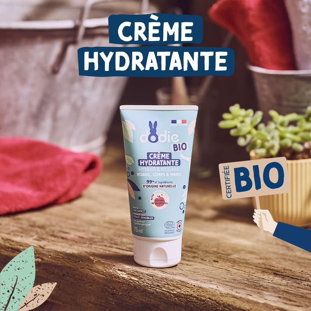 Detalle de DODIE Crème Hydratante Bio – visage, corps et mains, 75 ml, dès la naissance