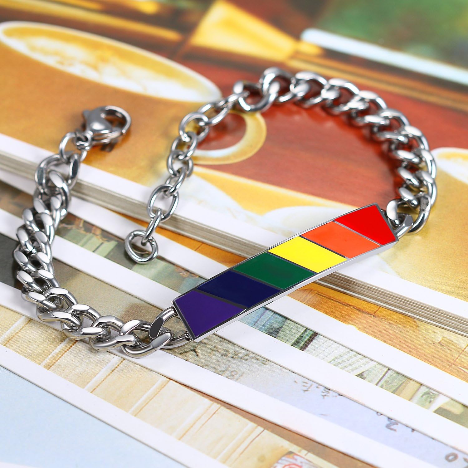 Thumbnail 5 de Flongo Partner Armband 20 cm verstellbar Edelstahl Regenbogen