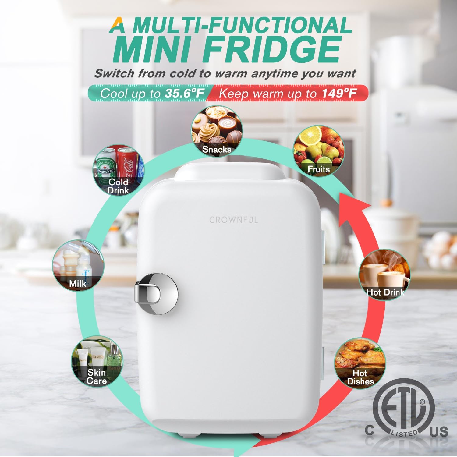 Thumbnail 3 de CROWNFUL 4L Mini Fridge Skin Care Cooler
