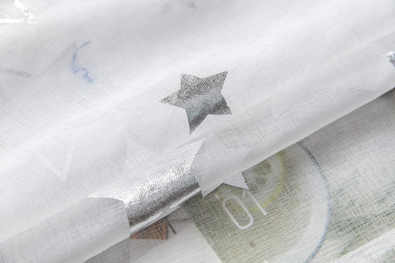 Thumbnail 6 de Boyouth Stars Moon Sheer Voile Curtains 2 Panels