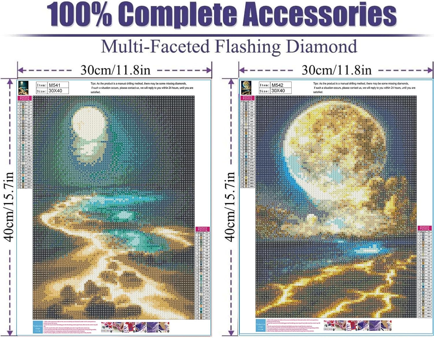 Detalle 2 de Qianbaiuk Diamond Painting Set – 2er-Pack Diamond Painting Strands für Erwachsene (12x16 Zoll)
