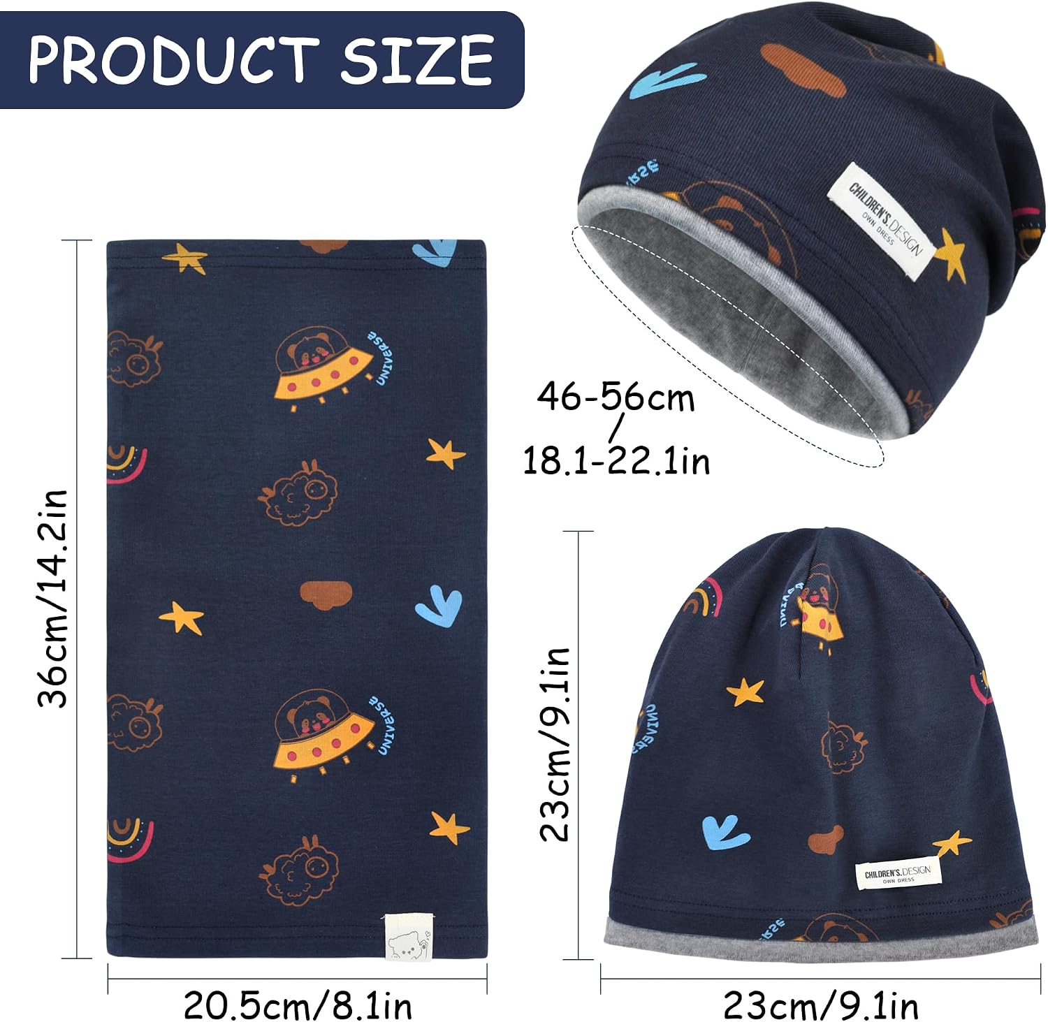 Detalle 2 de beifon Kinder Beanie Set mit 95% Baumwolle