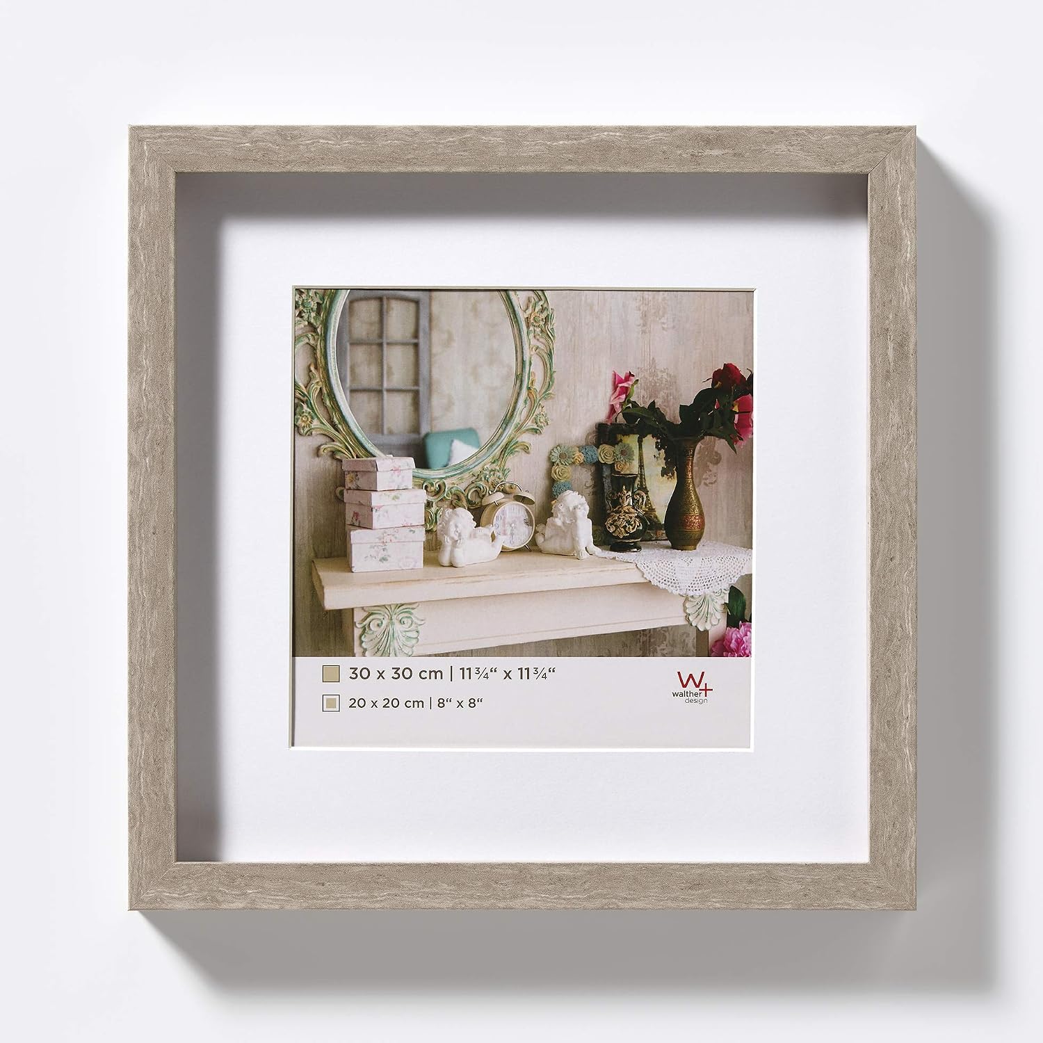 Detalle de Walther Design Cadre photo Stockholm gris avec passe-partout, 30 x 30 cm (EA339D)
