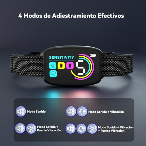 Detalle de Meloive Collar Antiladridos para Perro — Collar Vibración Recargable, 8 Niveles y 4 Modos