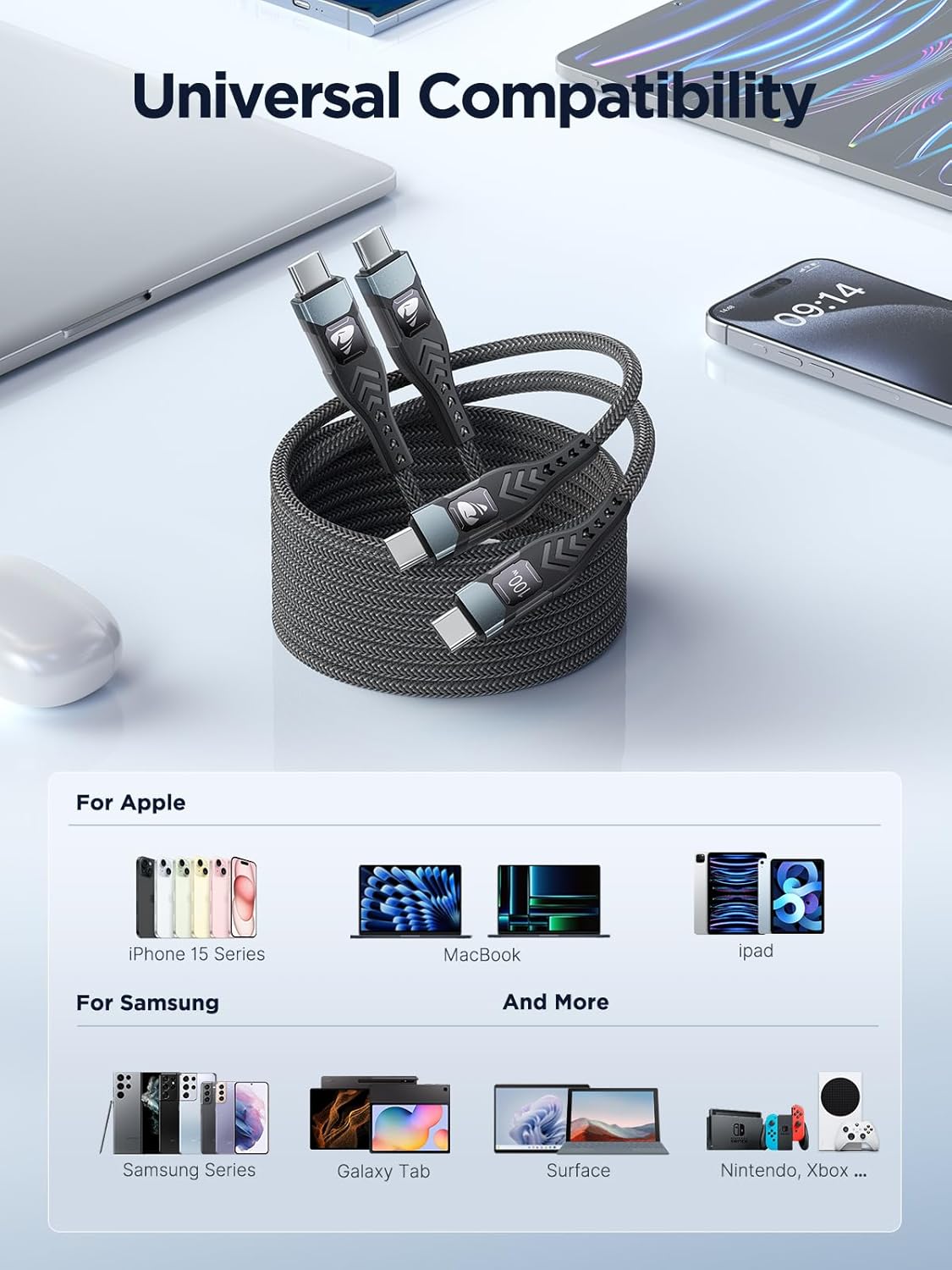 Thumbnail 6 de USB C to USB C 100W 2m fast charging cable
