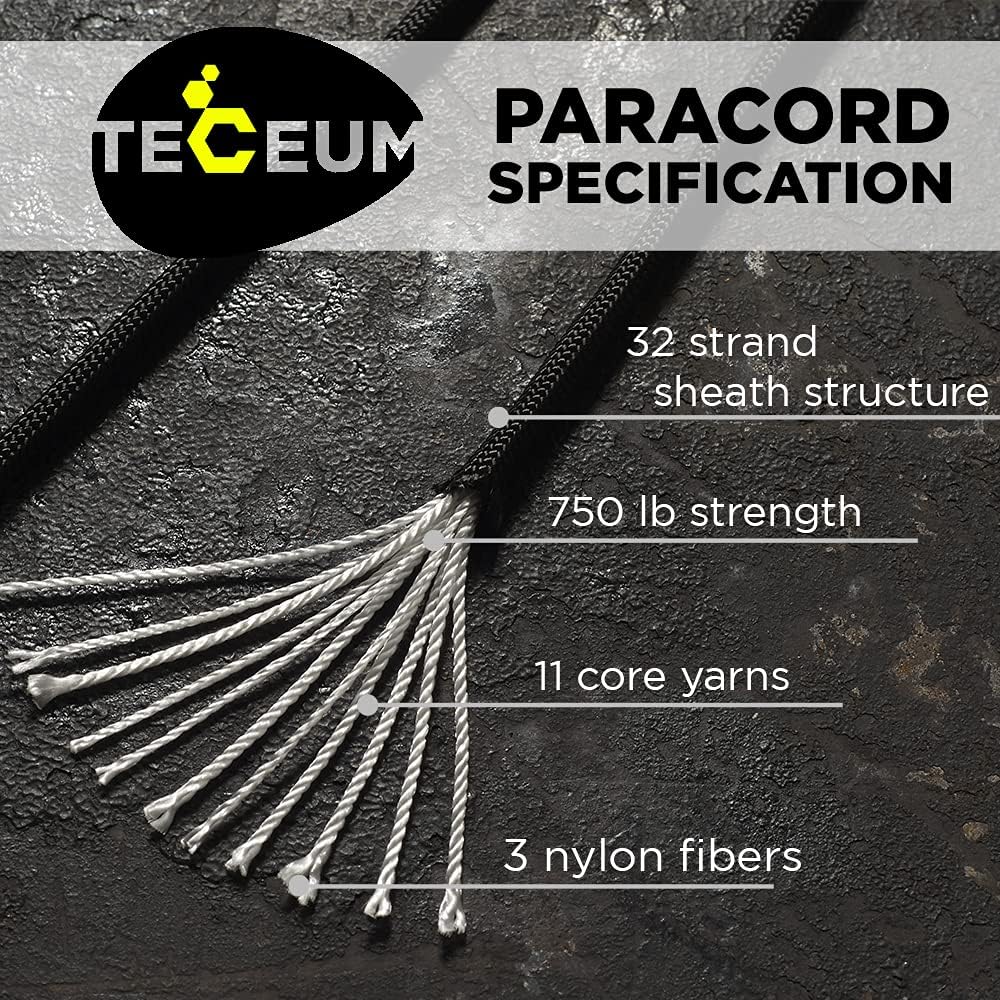 Thumbnail 1 de TECEUM Paracord 750lb Schwarz – 30 m, 4 mm, MIL-SPEC Paracord Type IV (Nylon)