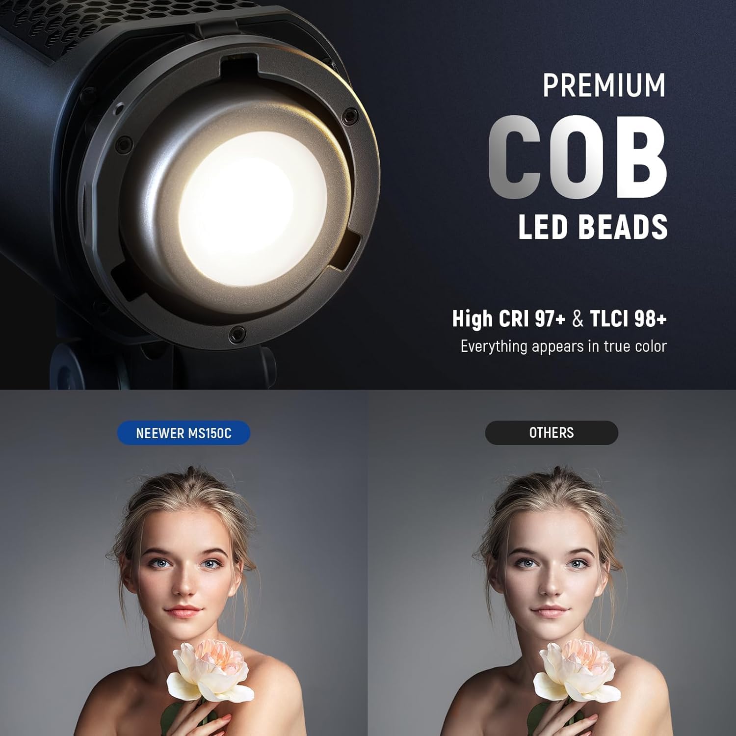 Thumbnail 3 de NEEWER MS150C RGBWW LED Videoleuchte (150 W) mit 2,4G- und App-Steuerung, Bowens-Mount & 2700–6500K
