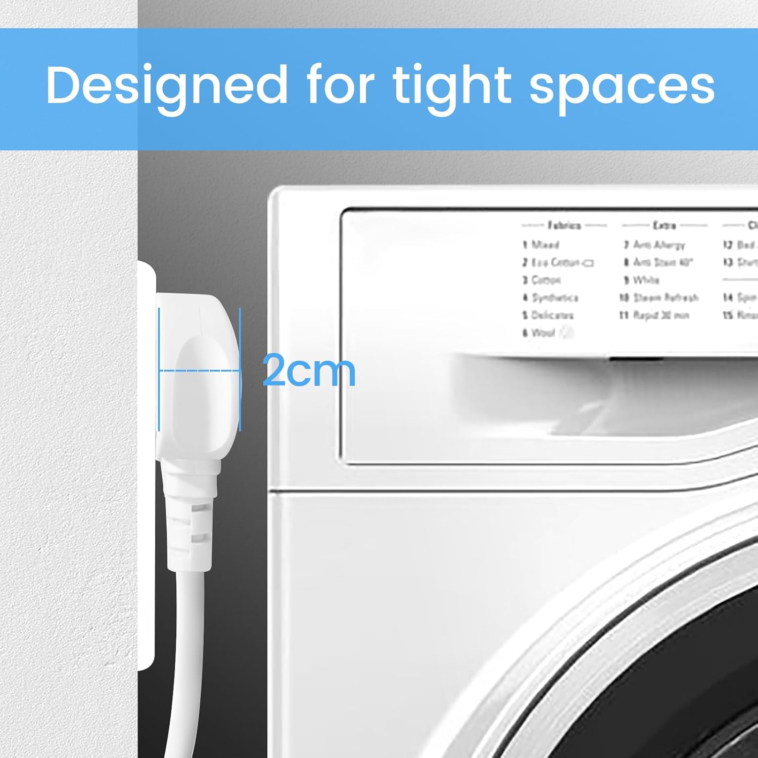 Thumbnail 1 de Single Plug Extension Lead 2m 13A surge protected for tumble dryer 🔌