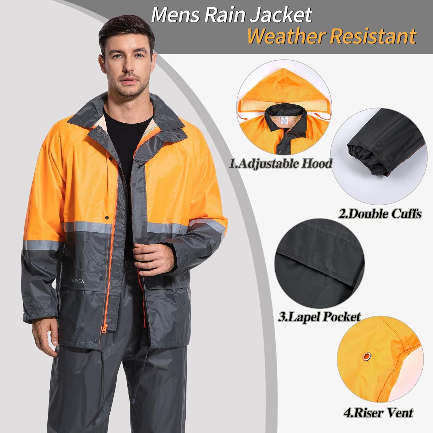 Thumbnail 1 de Crivce Men's Lightweight Waterproof Rain Suit: 2-Piece Jacket and Pants for Cycling, Hiking, Golf