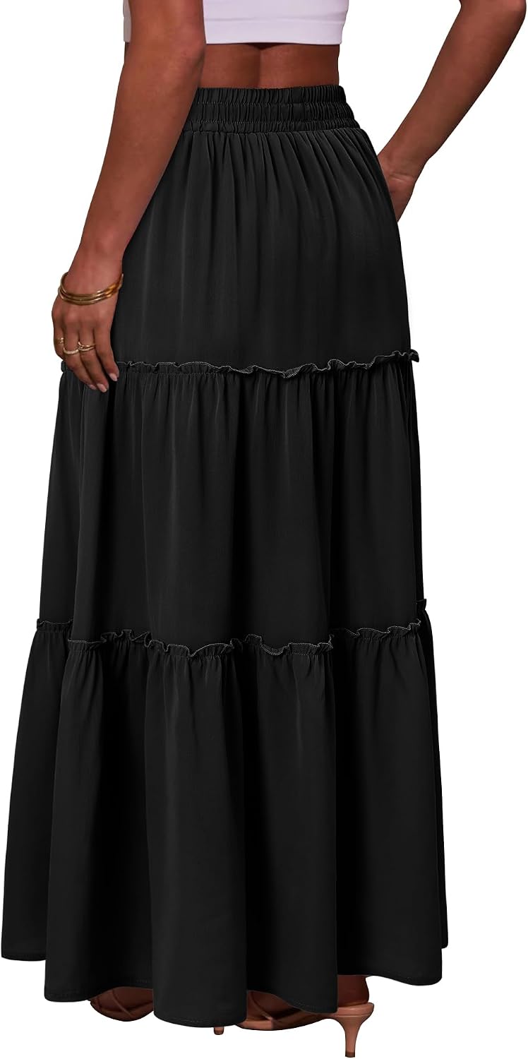 Detalle 2 de onlypuff Boho Maxi Skirt for Women, High-Waisted with Pockets