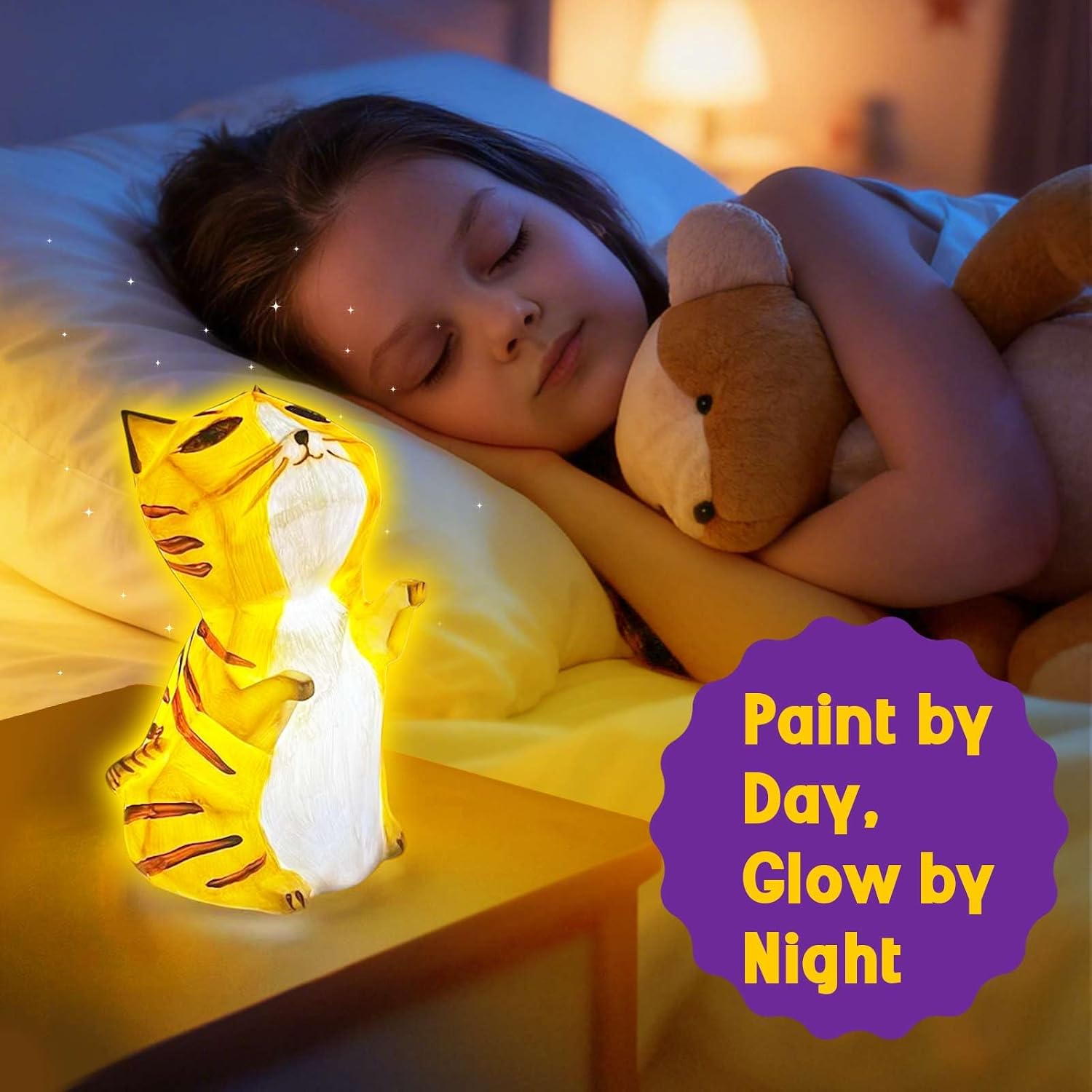 Detalle de EPUMP Paint Your Own Cat Lamp Kit (Rechargeable 1200mAh) with 2 Light Modes