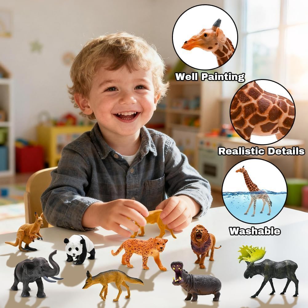 Thumbnail 1 de Safari Animals Figures Toys (21-Piece Wild Zoo Animal Set) for Kids Ages 3+