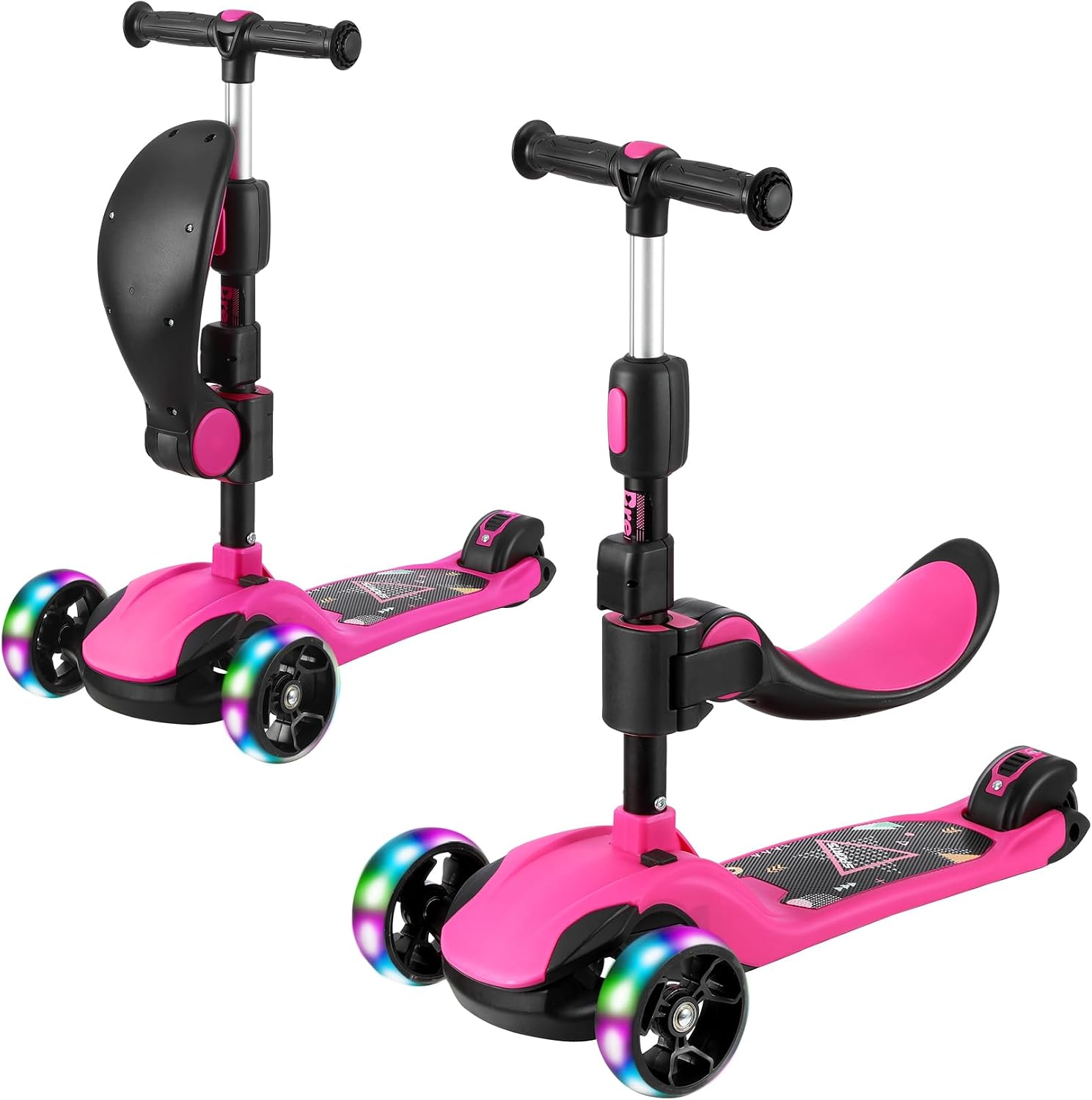 Detalle de BremToy Kinderroller mit abnehmbarem Sitz, stufenlos höhenverstellbarem Lenker und PU-Rädern