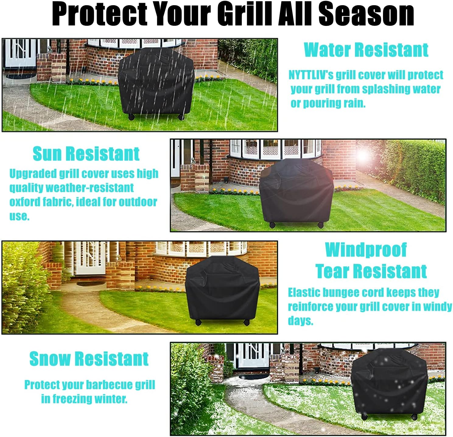 Thumbnail 5 de BBQ Covers Waterproof Gas Barbecue Grill Cover (132x66x109cm) with Storage Bag