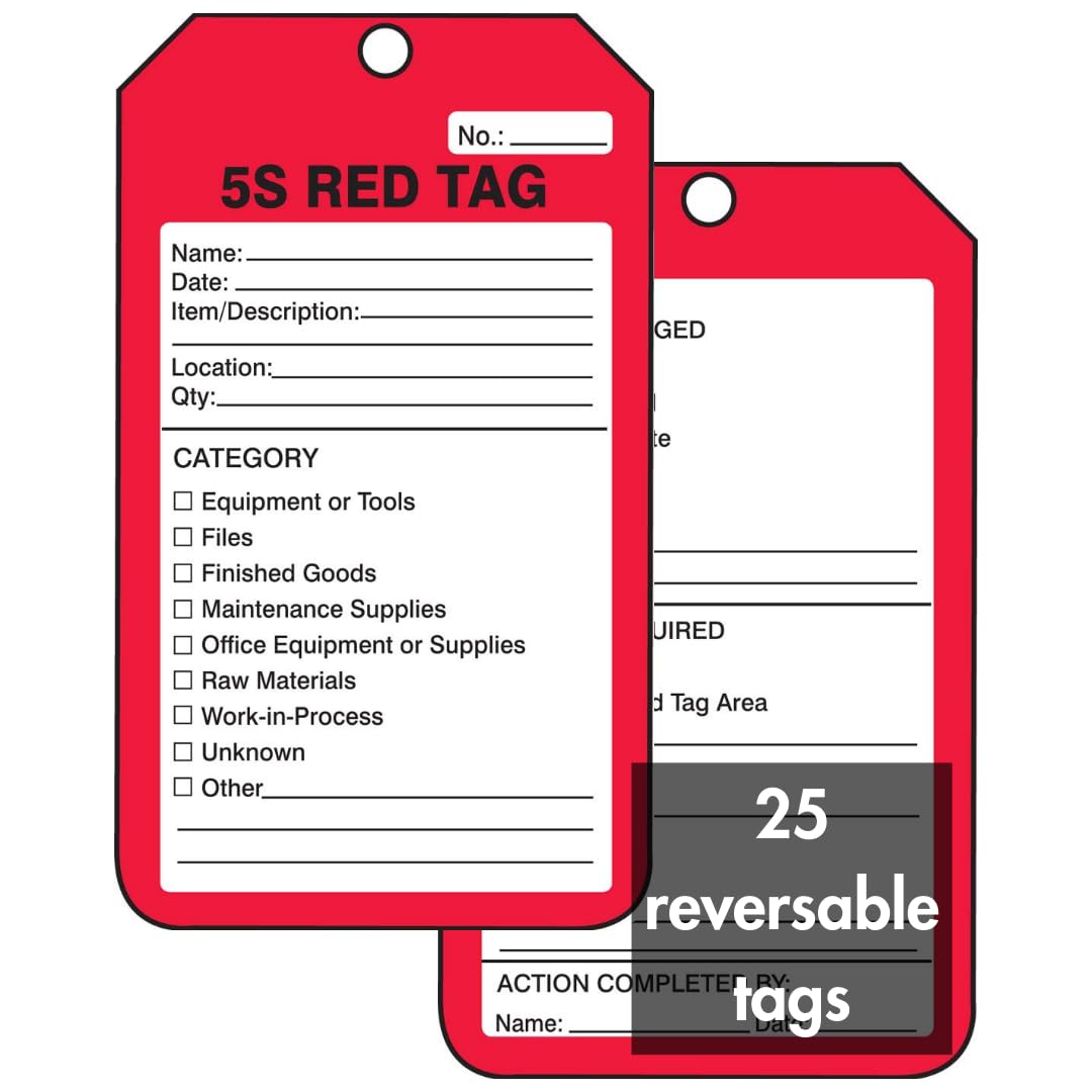 Detalle de Accuform Signs MMT105CTP productiecontroletag, 5S Red Tag, rood, 25 stuks