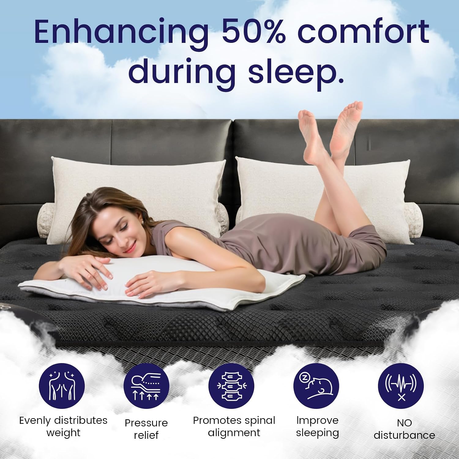 Thumbnail 1 de FANSACE MFA16Q-003 Queen Hybrid Mattress, 16-Inch Gel Foam & Pocket Springs