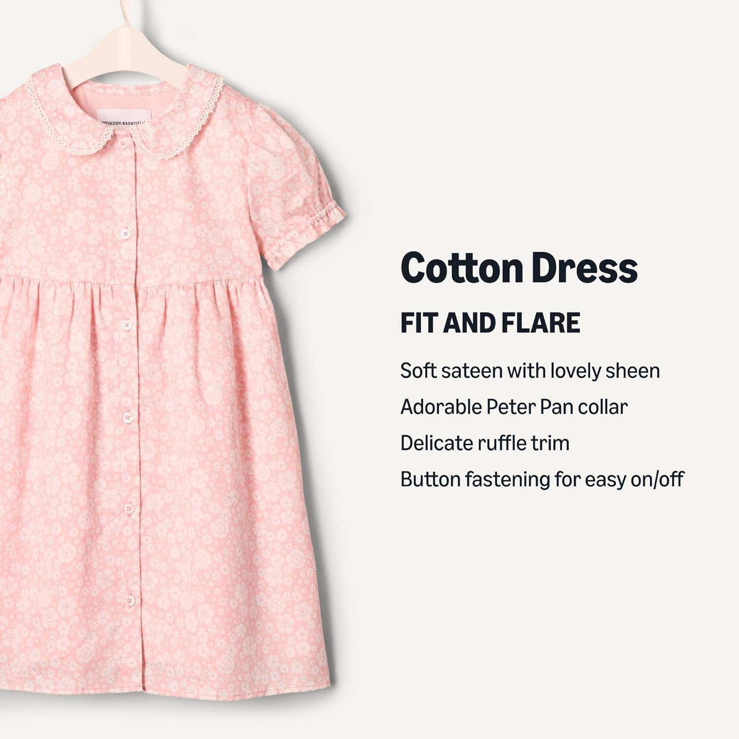 Thumbnail 3 de Amazon Essentials x Sofia Grainge Toddlers & Baby Girls’ 100% Cotton Sateen Dress with Peter Pan Collar