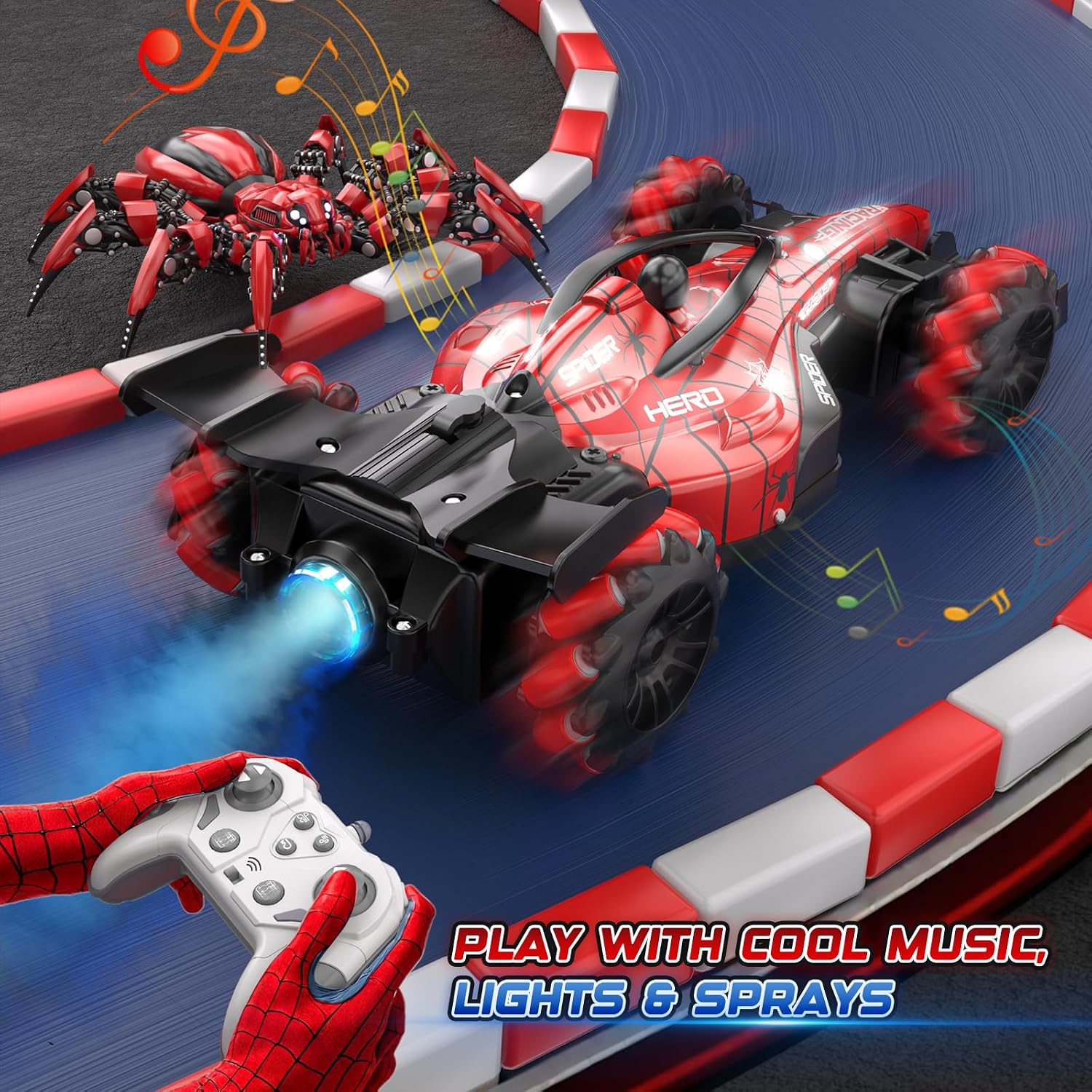 Detalle 2 de Spider 1:16 Remote Control Car with 360° spin and spray
