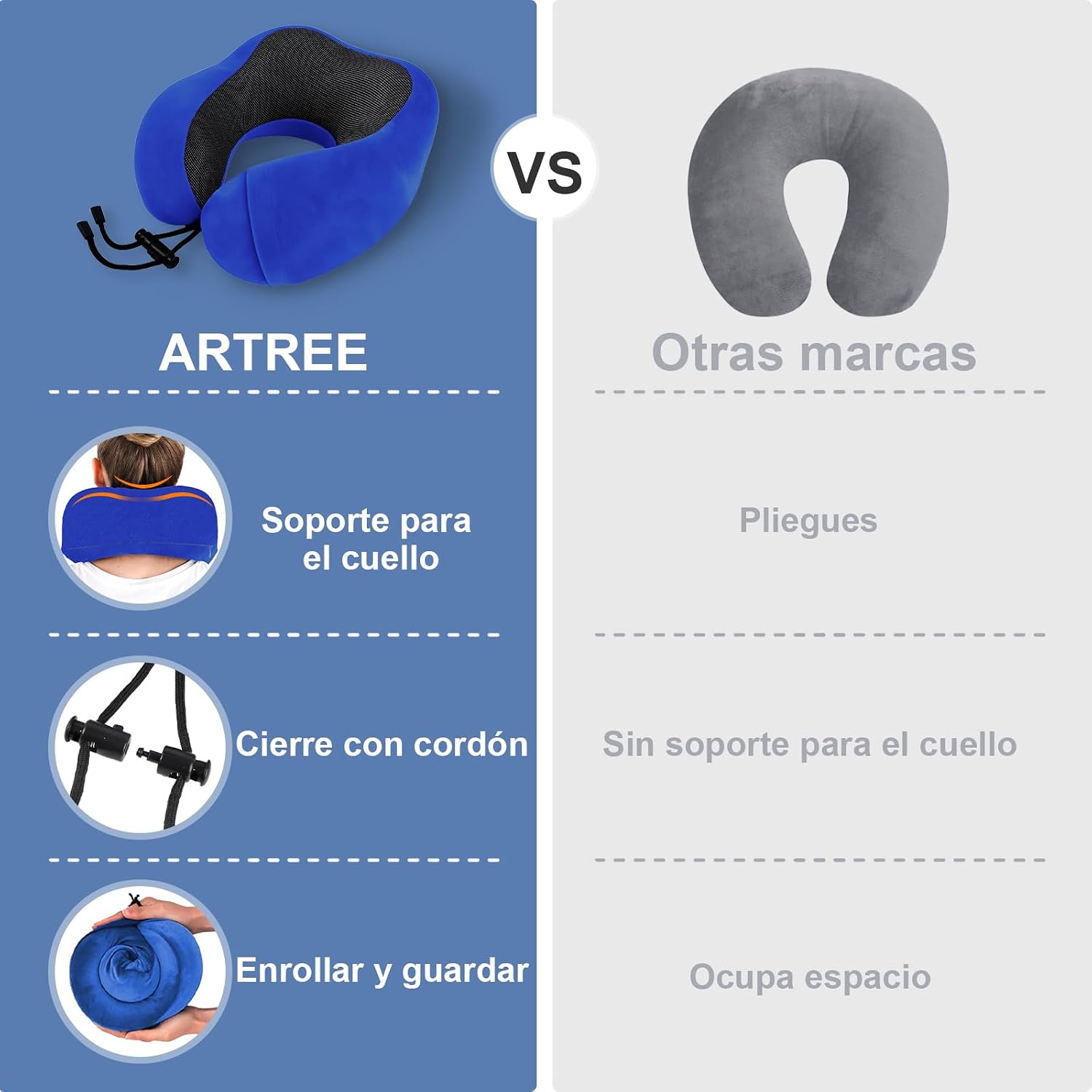 Detalle 2 de ARTREE Almohada de viaje cuello ajustable