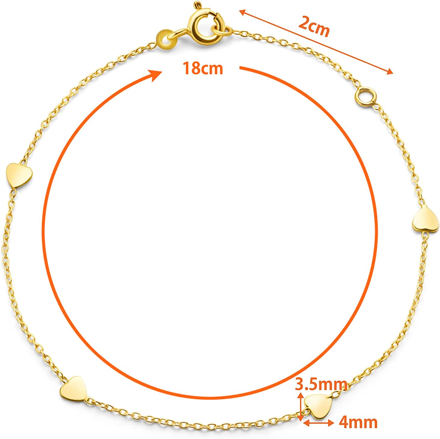 Detalle de OROVI bracciale donna Oro 9Kt vero, Oro Giallo – Cuori delicati e realizzato a mano