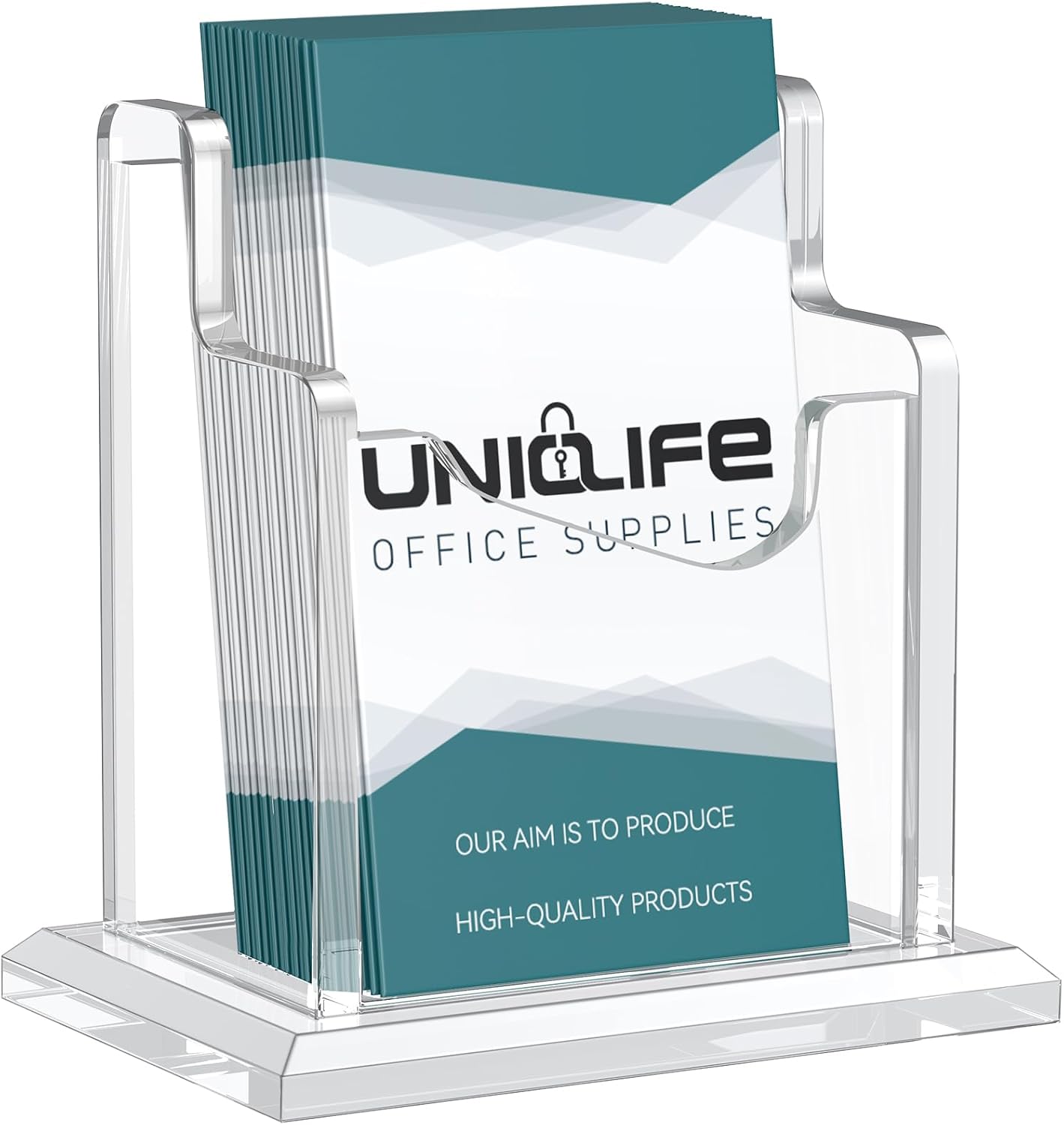 Uniclife porte-cartes de visite vertical transparent en acrylique (capacité 60 cartes, 1 fente) pour bureau