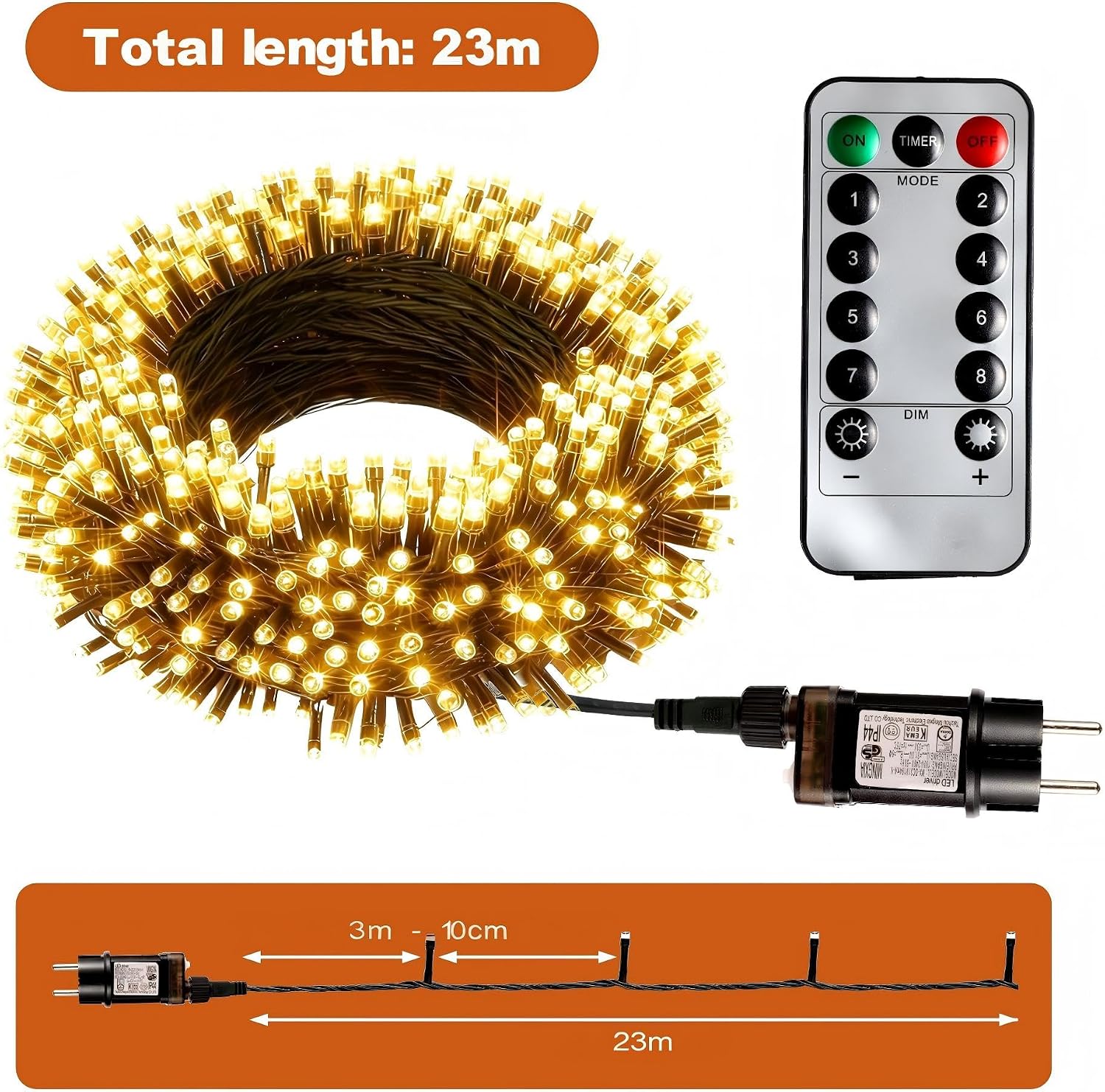 Detalle 2 de Sanweyter SWT025 lichtsnoer, 20 m, 200 warmwitte leds, IP65