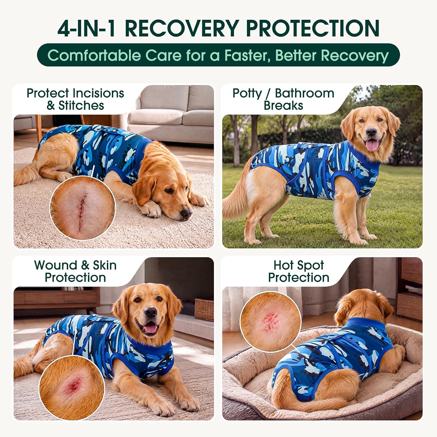 Detalle 1 de Kuoser Dog Recovery Suit Cotton-Spandex Blend