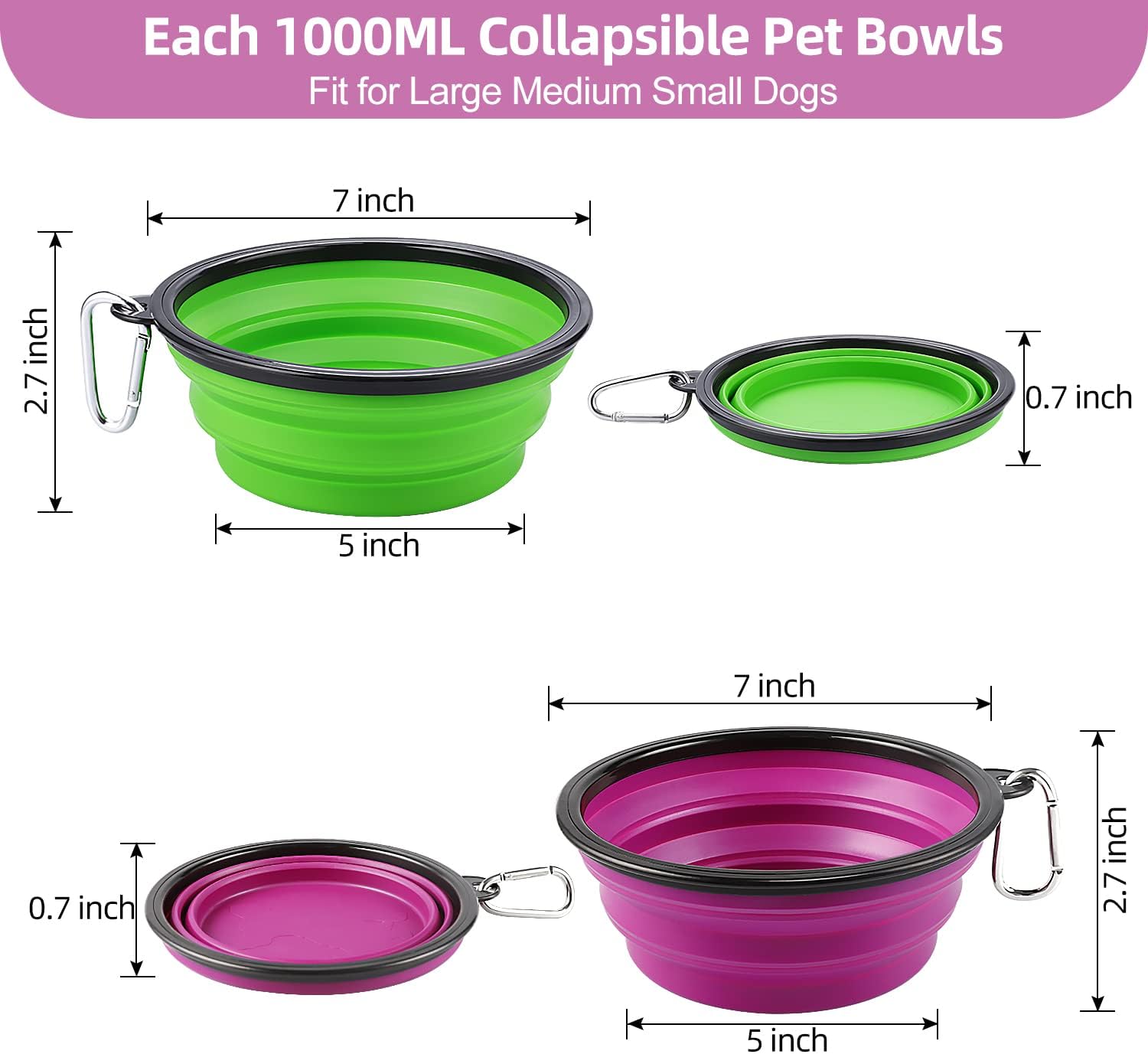 Thumbnail 1 de Kytely Collapsible Dog Bowls 34 oz