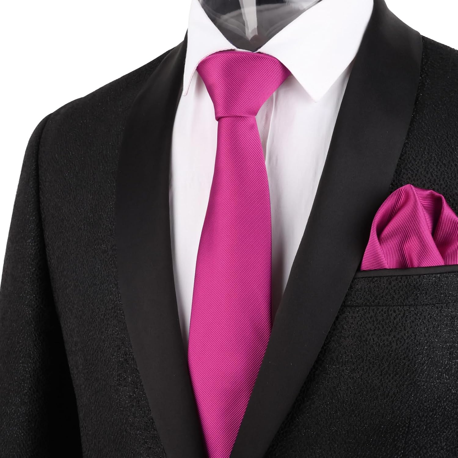 Detalle de Alizeal Solid Colour Ties and Pocket Square Set: Everyday Formalwear with a Quiet, Coordinated Finish