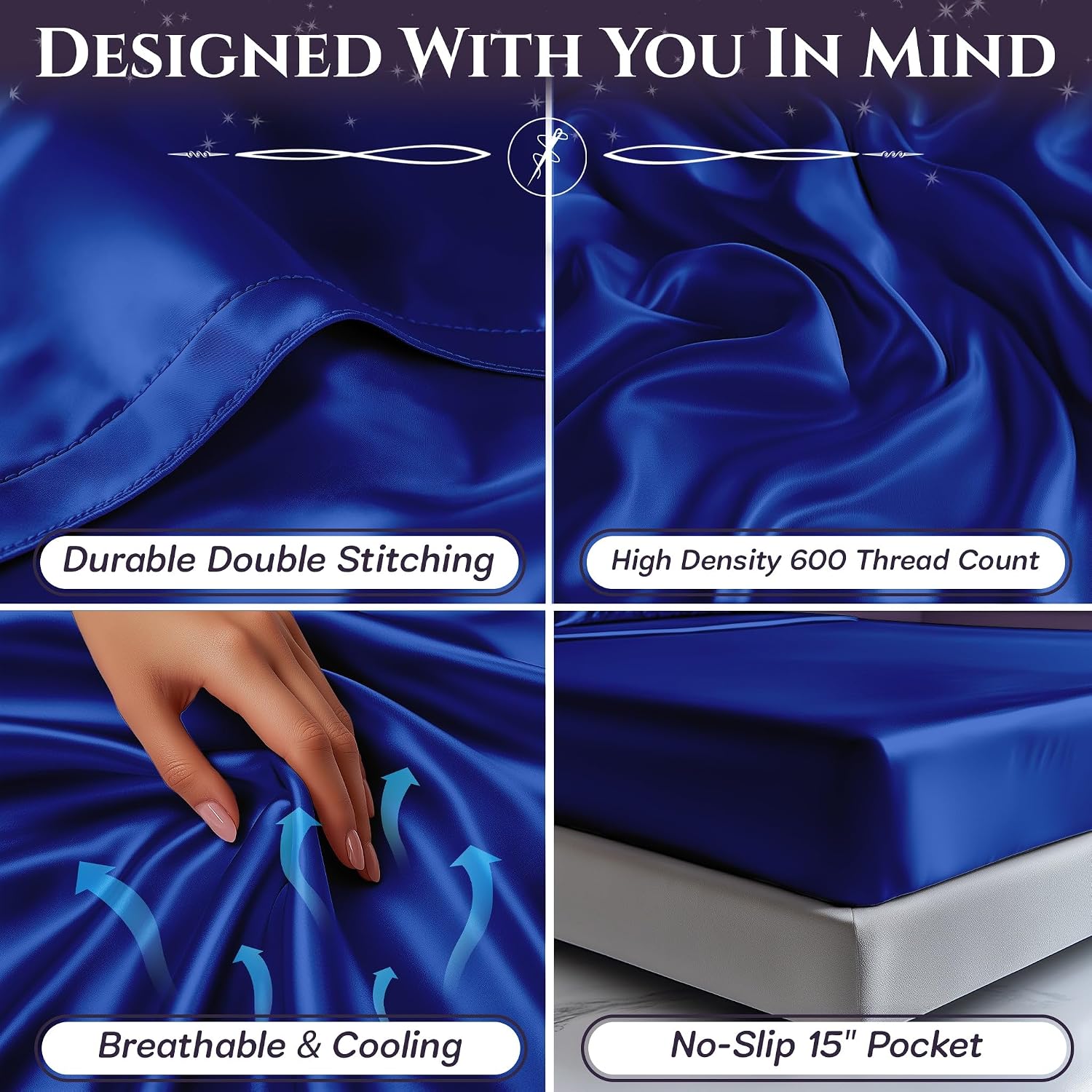 Thumbnail 5 de SLEEP SANCTUARY Satin Sheets Queen 15" deep pocket