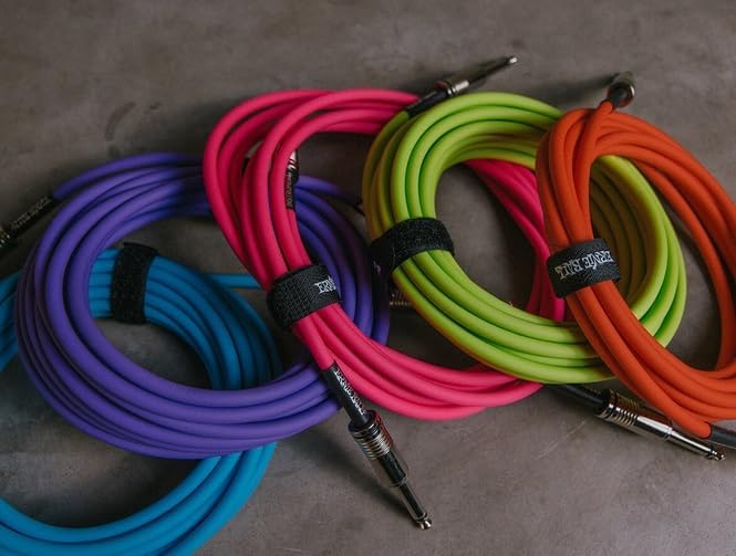 Detalle 1 de Ernie Ball 6079(P06079)楽器用シールドケーブル 3.05m 編組仕様・ネオンオレンジ