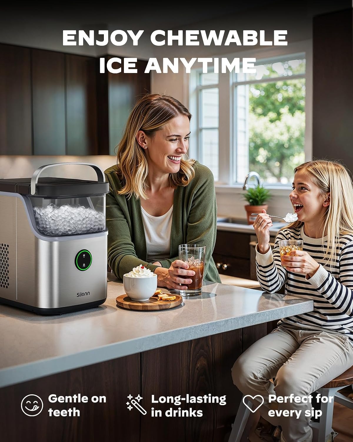 Detalle de Silonn Nugget Ice Maker with 33 lb Daily Output