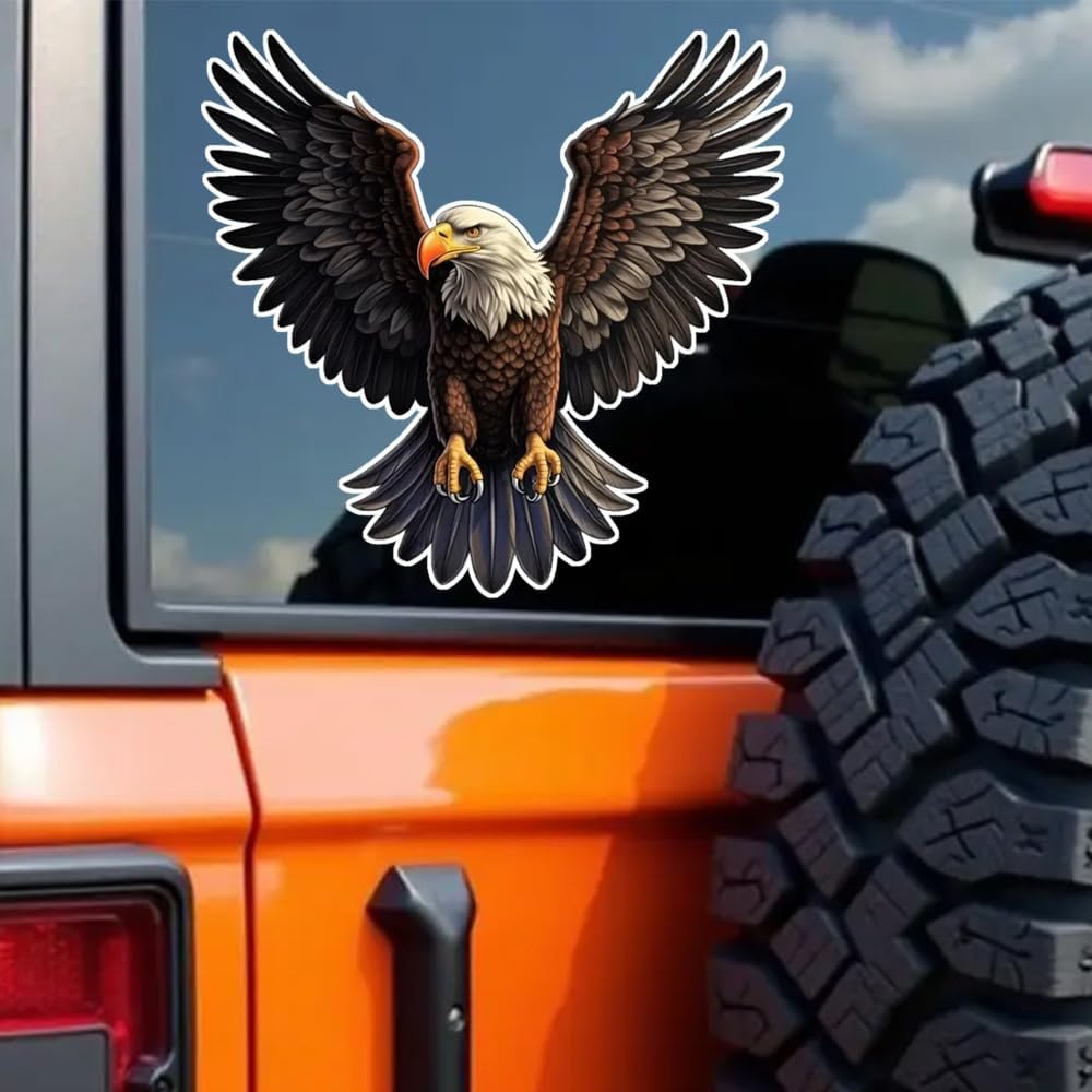 Detalle de 2 Pack 13x12.5cm Flying Eagle Vinyl Stickers – Waterproof, Durable & Versatile for Cars, Laptops and More