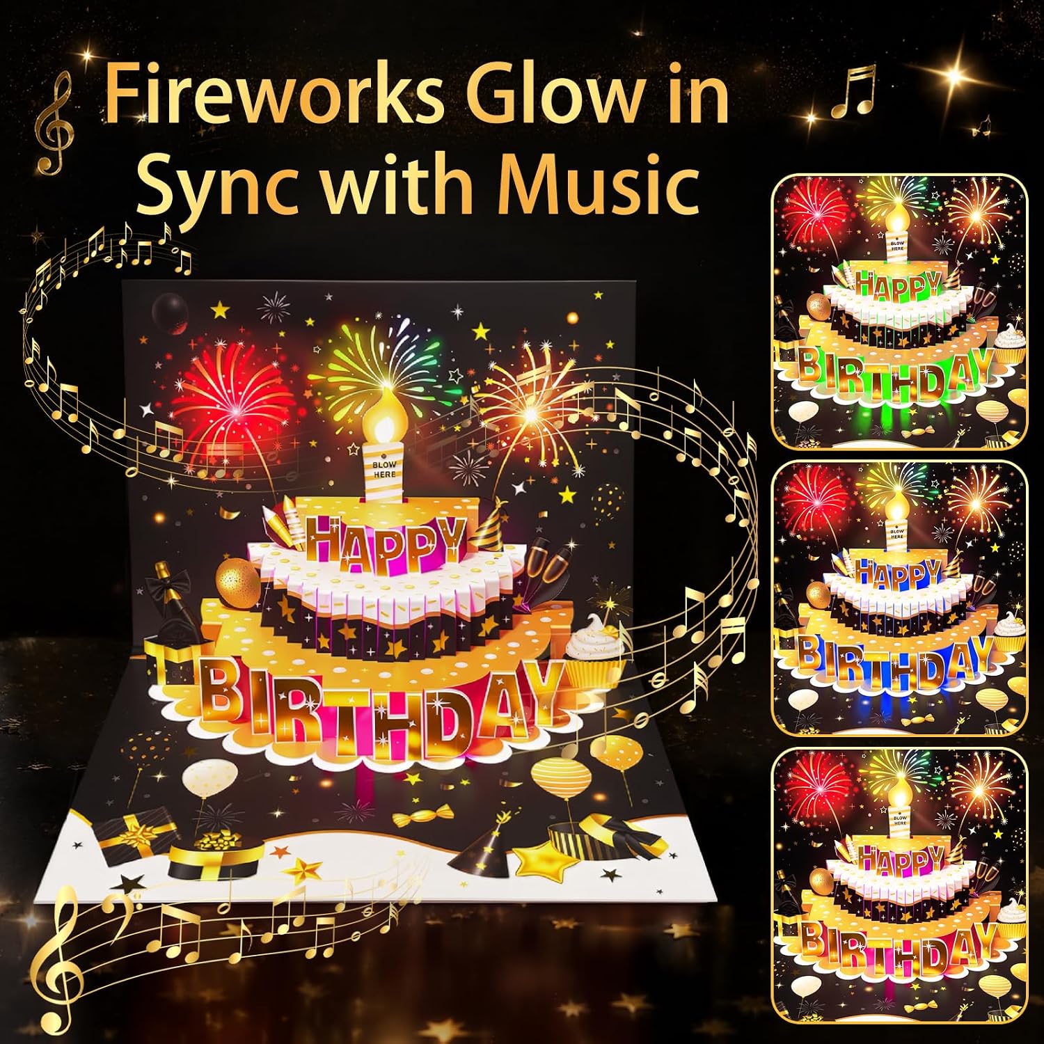 Detalle de Yinqing Birthday Cards 3D Pop Up with Music & Light