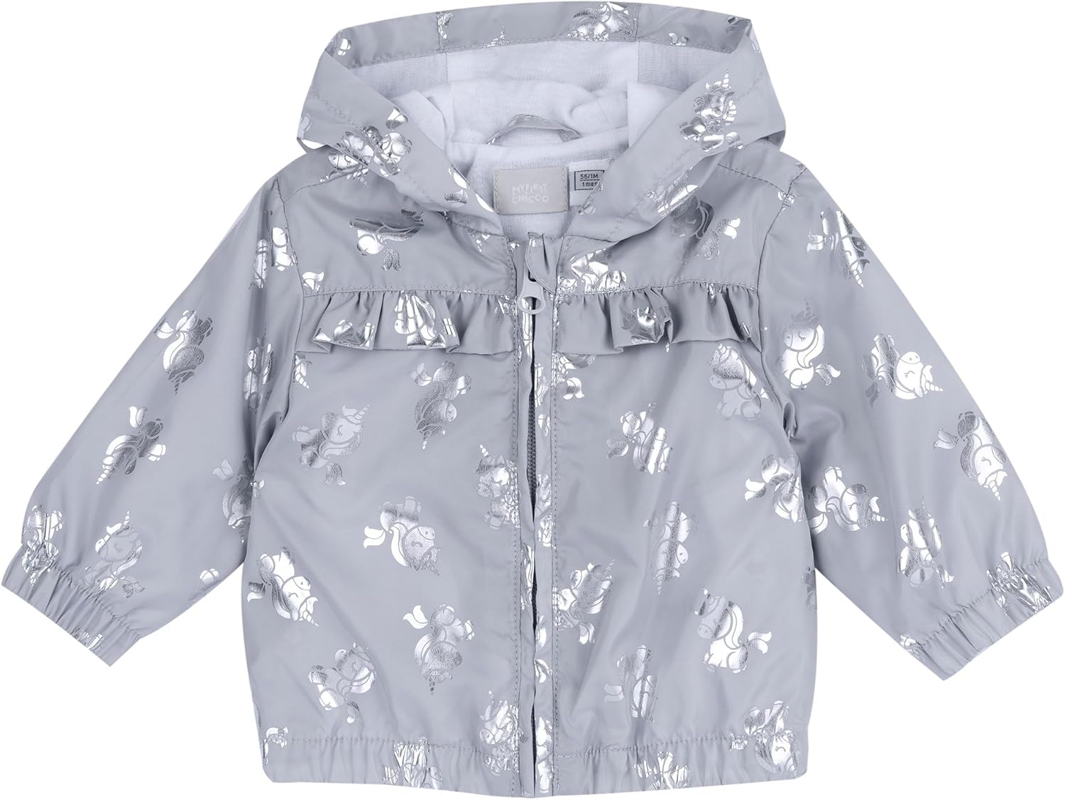 Detalle de Chicco Veste Bébé Fille avec Fermeture Éclair et Capuche – Licorne Argentée, Lot de 1