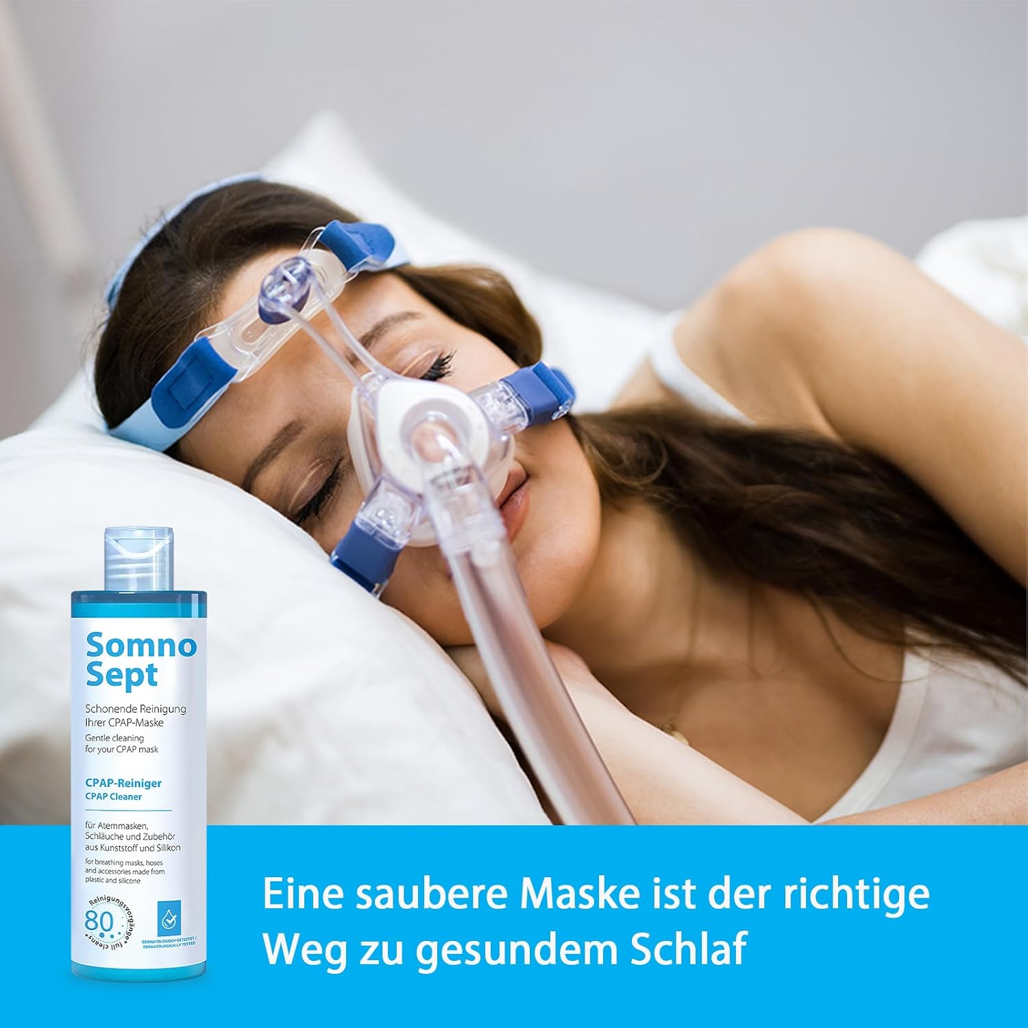 Detalle de SomnoSept CPAP-Reiniger 400 ml – Sanfte Reinigung von Maske, Schlauch und Zubehör