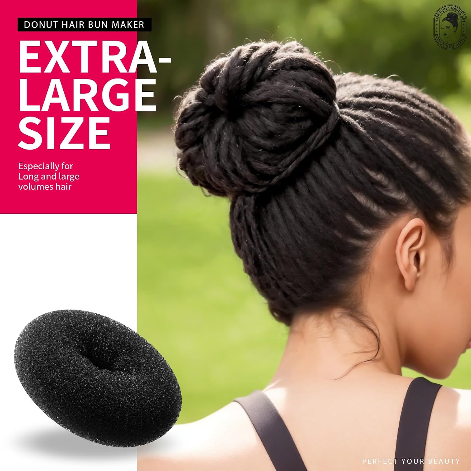 Detalle de Teenitor Hair Styling Kit (Black): 5 Bands, 20 Bobby Pins, 7 Donut Bun Makers