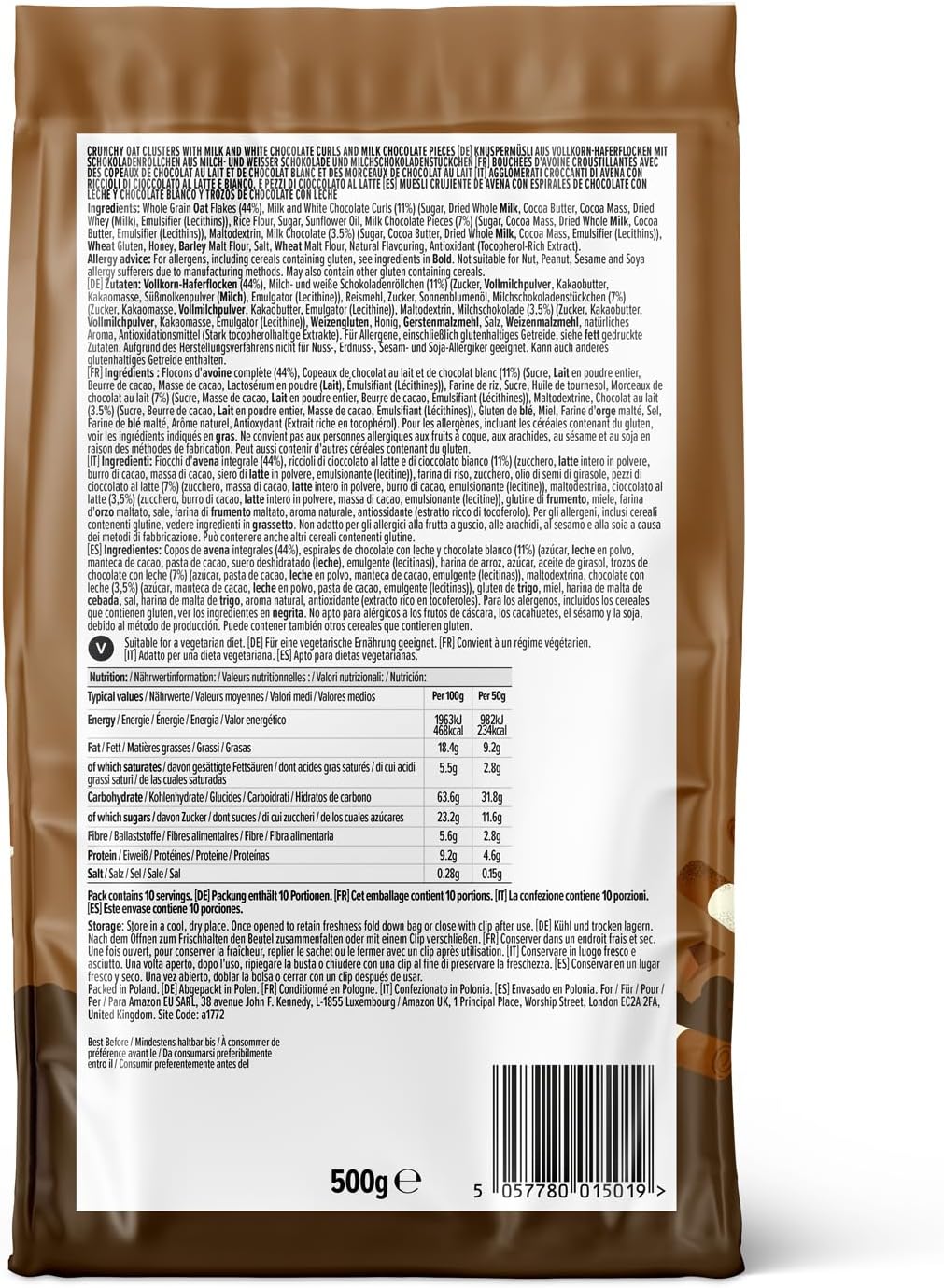 Detalle de By Amazon Chocolate Granola 500 g – Bouchées d’avoine crounstillantes au chocolat