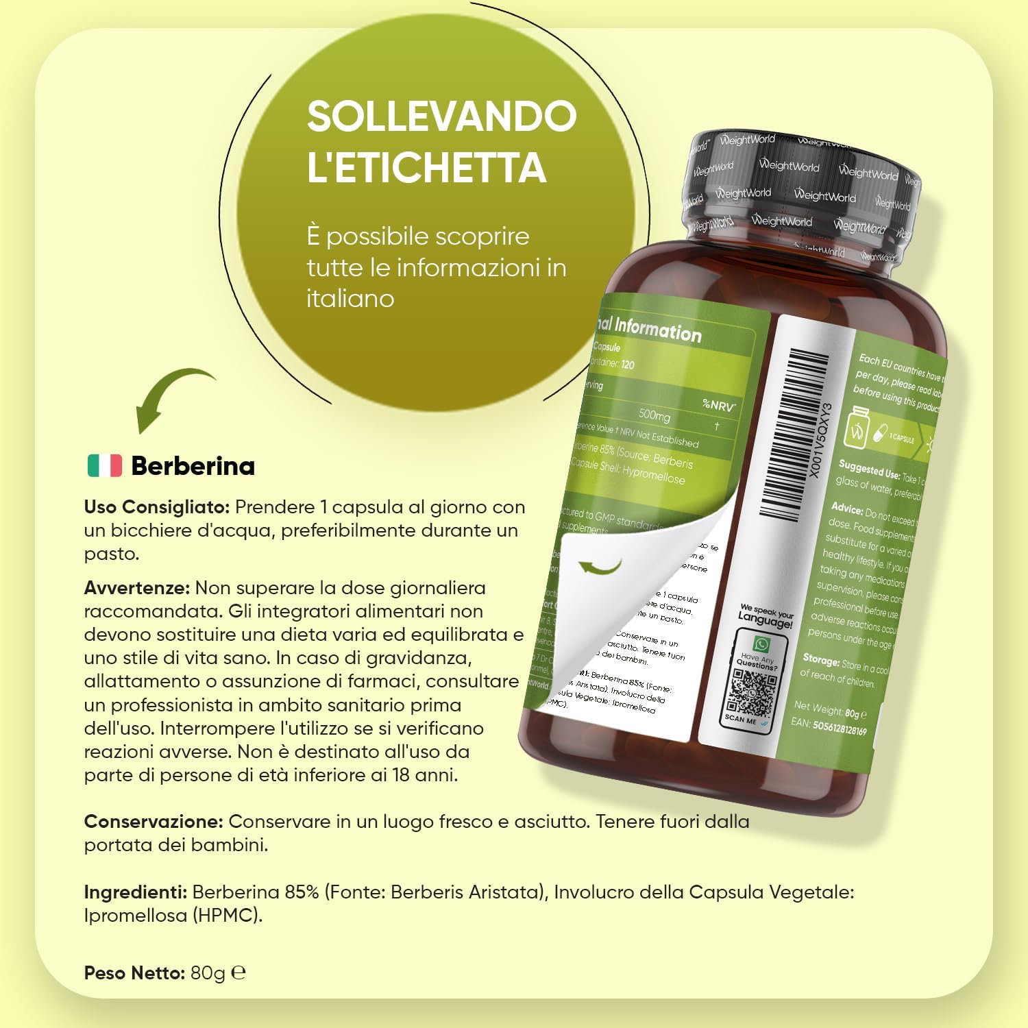 Thumbnail 6 de Berberina Vegana WeightWorld 500 mg — 120 Capsule, 4 Mesi di Scorta