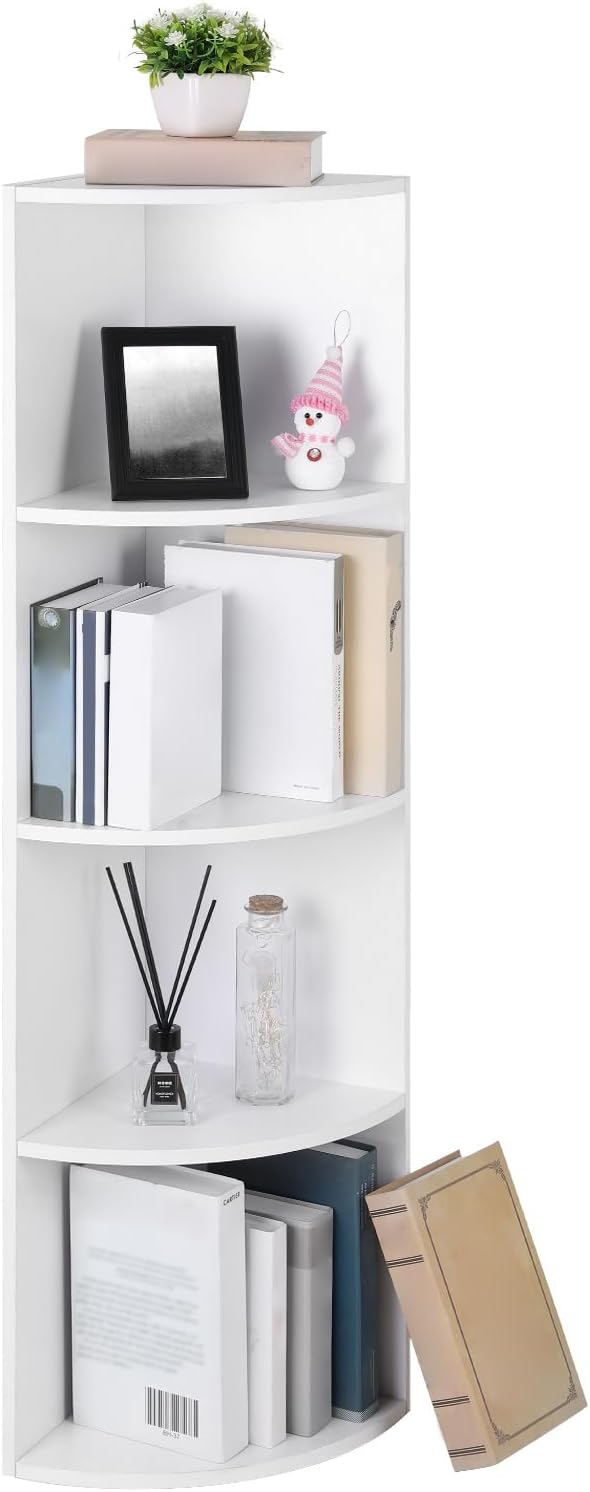 Detalle de VASAGLE CUSTOS Collezione – Libreria Angolare a 4 Livelli, design bianco, robusta e pratica